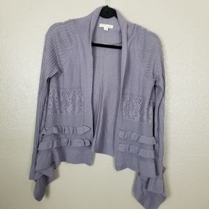 NY & Co Street Wear Purple Ruffled Open Cardigan M